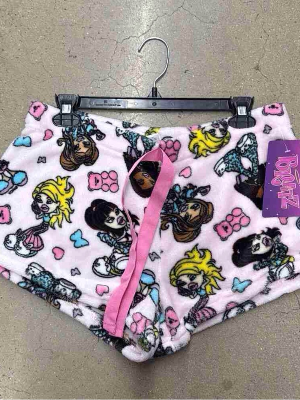 Girls' Pink Printed Fleece Lounge Shorts with Drawstring